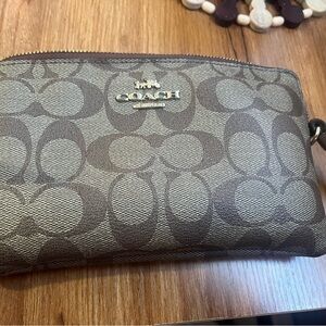Coach Tan and Brown Signature Wristlet
